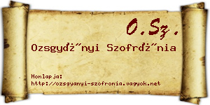 Ozsgyányi Szofrónia névjegykártya