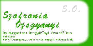 szofronia ozsgyanyi business card